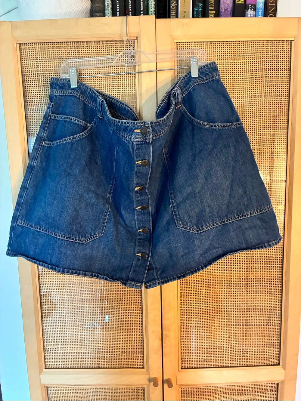 Old Navy Dark Blue Button-Front Denim Skirt